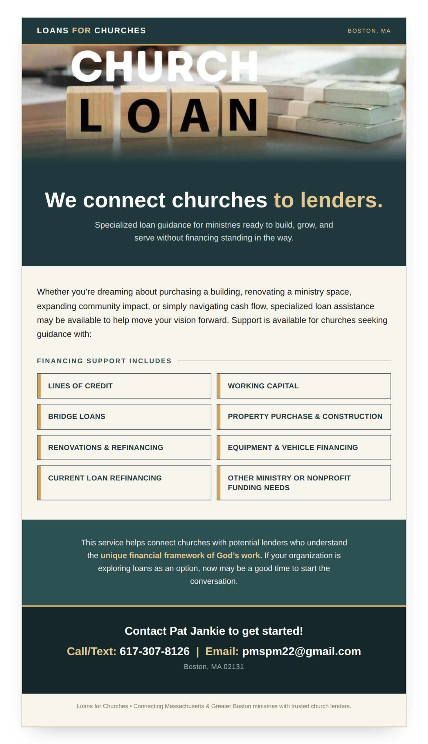 CONNECTING CHURCHES AND NON-PROFITS WITH LENDERS